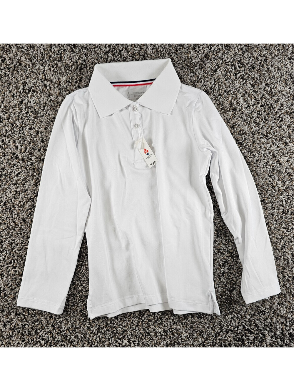Liberty Pro Boys Sz XS Long Sleeve Polo Shirt Performance White NEW